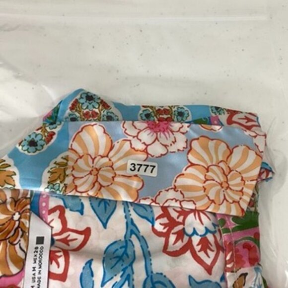 Zara Patchwork Printed Button Up Shirt Long Sleeve Colorful Womens Medium Satin - Picture 12 of 12